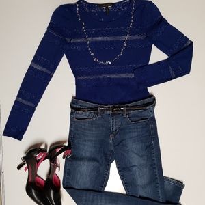 BCBG Max Azria long sleeve lace sheer top